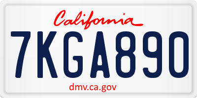 CA license plate 7KGA890