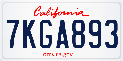 CA license plate 7KGA893