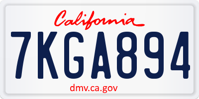 CA license plate 7KGA894