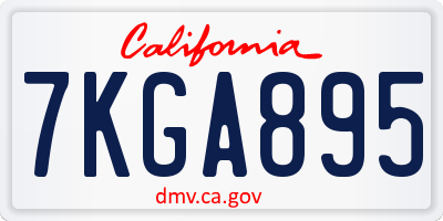 CA license plate 7KGA895