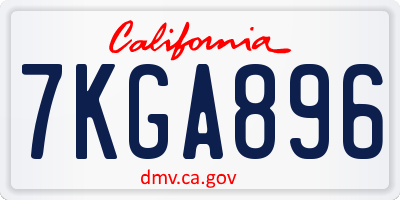 CA license plate 7KGA896