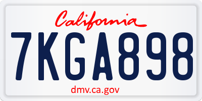 CA license plate 7KGA898