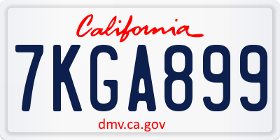 CA license plate 7KGA899