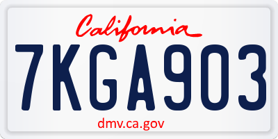 CA license plate 7KGA903