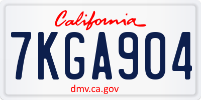 CA license plate 7KGA904
