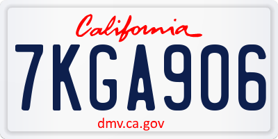 CA license plate 7KGA906