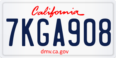 CA license plate 7KGA908