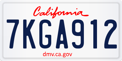 CA license plate 7KGA912