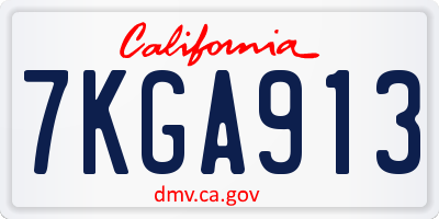 CA license plate 7KGA913