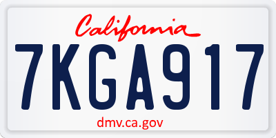 CA license plate 7KGA917
