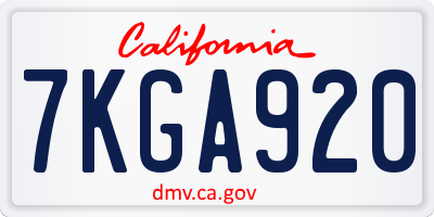 CA license plate 7KGA920