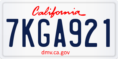 CA license plate 7KGA921