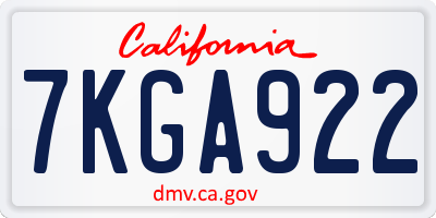 CA license plate 7KGA922