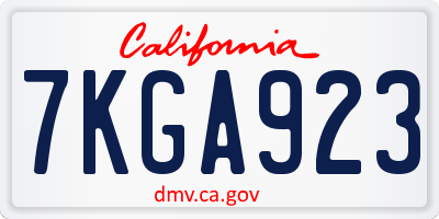 CA license plate 7KGA923