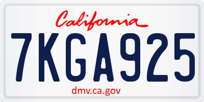 CA license plate 7KGA925