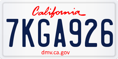 CA license plate 7KGA926