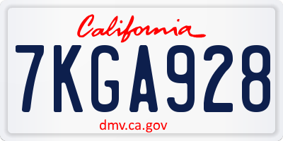 CA license plate 7KGA928