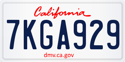 CA license plate 7KGA929