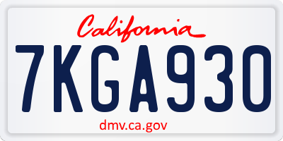 CA license plate 7KGA930