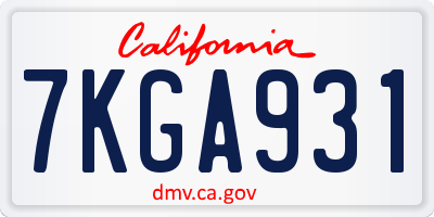 CA license plate 7KGA931