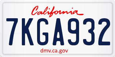 CA license plate 7KGA932