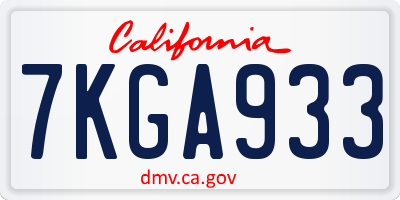 CA license plate 7KGA933