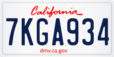 CA license plate 7KGA934