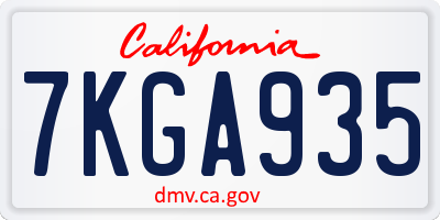 CA license plate 7KGA935