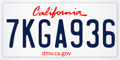 CA license plate 7KGA936