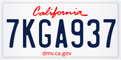 CA license plate 7KGA937
