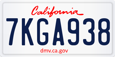 CA license plate 7KGA938