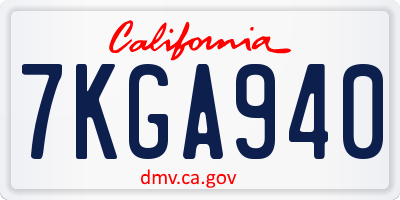 CA license plate 7KGA940