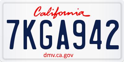 CA license plate 7KGA942