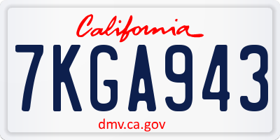 CA license plate 7KGA943