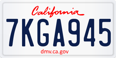 CA license plate 7KGA945