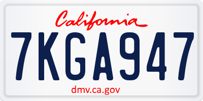 CA license plate 7KGA947