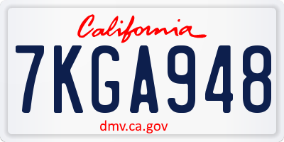 CA license plate 7KGA948