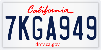 CA license plate 7KGA949