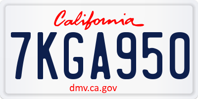 CA license plate 7KGA950