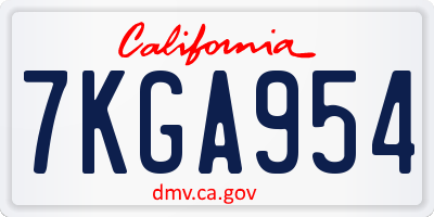 CA license plate 7KGA954