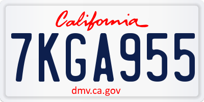 CA license plate 7KGA955