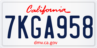 CA license plate 7KGA958