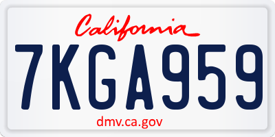 CA license plate 7KGA959