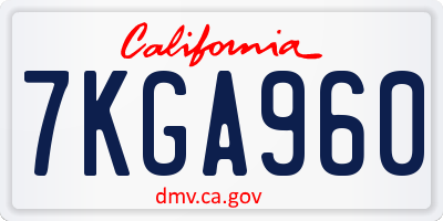 CA license plate 7KGA960
