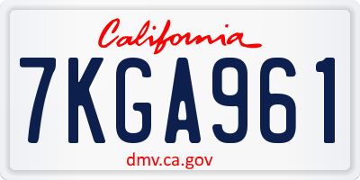 CA license plate 7KGA961