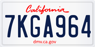 CA license plate 7KGA964