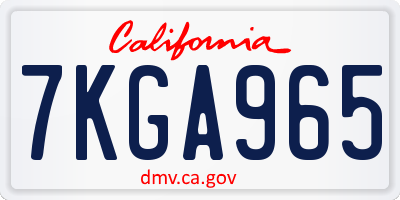 CA license plate 7KGA965