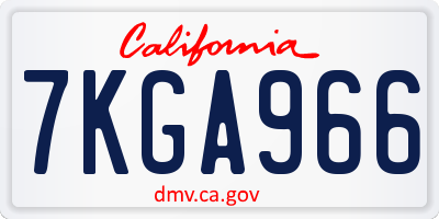 CA license plate 7KGA966