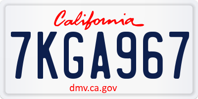 CA license plate 7KGA967