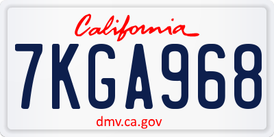 CA license plate 7KGA968